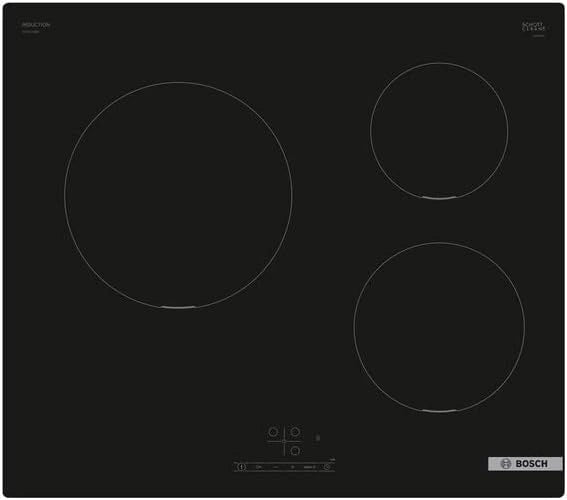 Plaque ¨¤ induction Bosch S¨¦rie 4, 3 zones de cuisson, 60 cm, 4600 W, noir ¨¦l¨¦gant