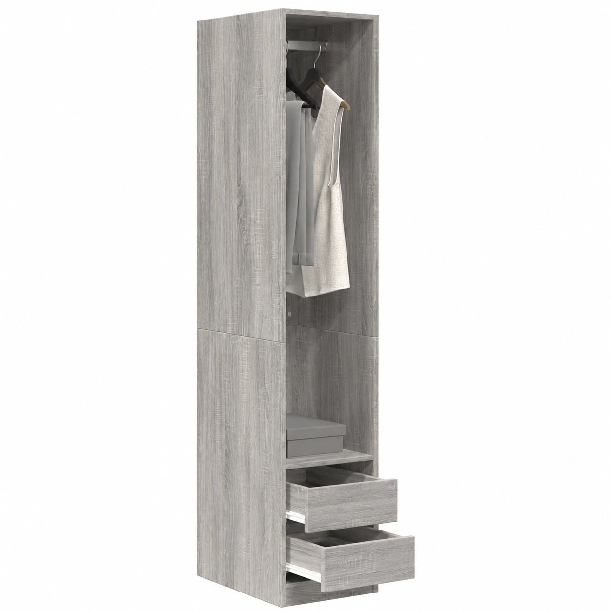 Armoire multifonction en bois avec étagères, gris sonoma, 30 x 50 x 200 cm