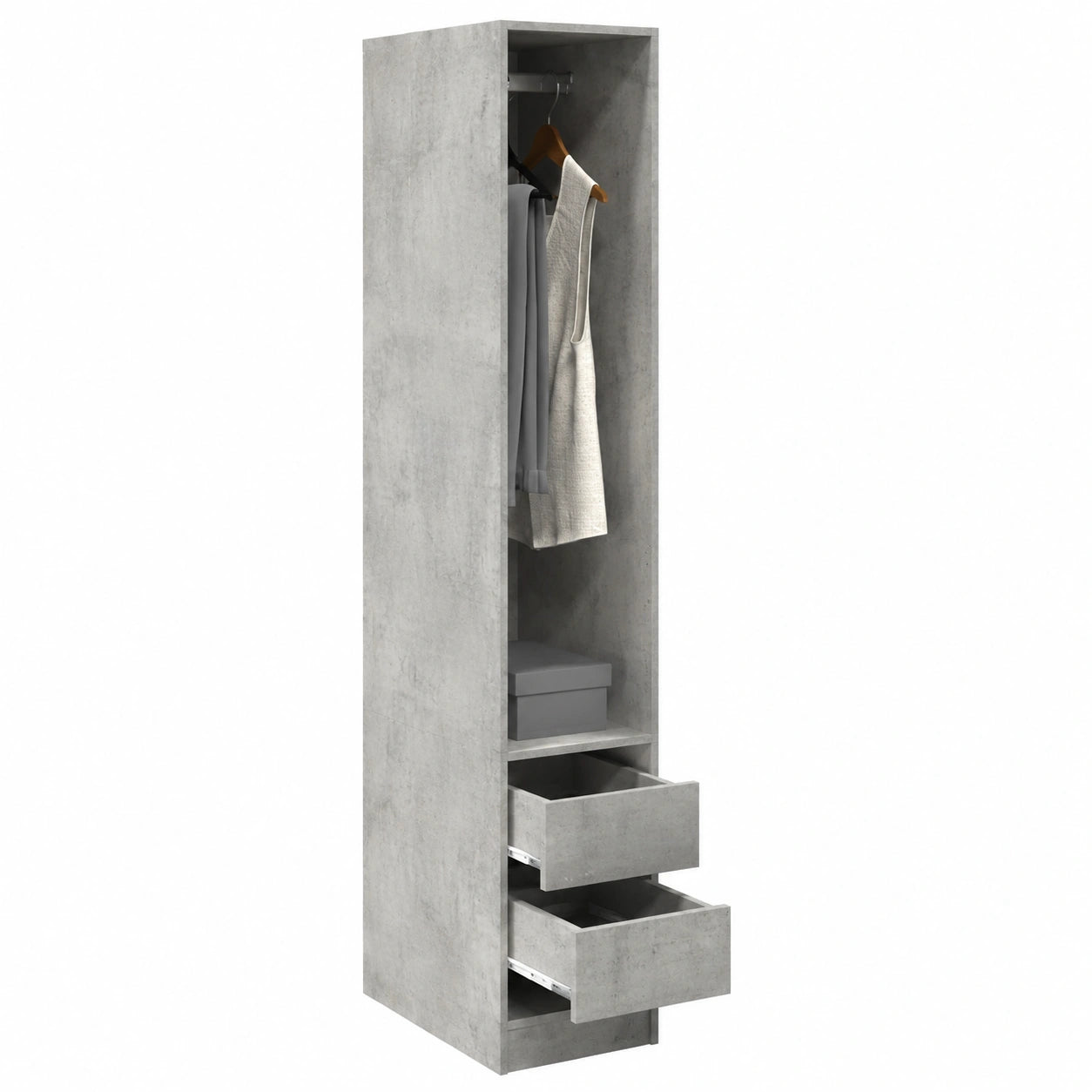 Armoire en bois d'ingénierie gris béton avec étagères multifonctions 30 x 50 x 200 cm