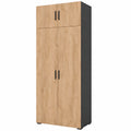 Armoire de Bureau en Bois et Anthracite 80x223.8cm avec Rangement Dossiers