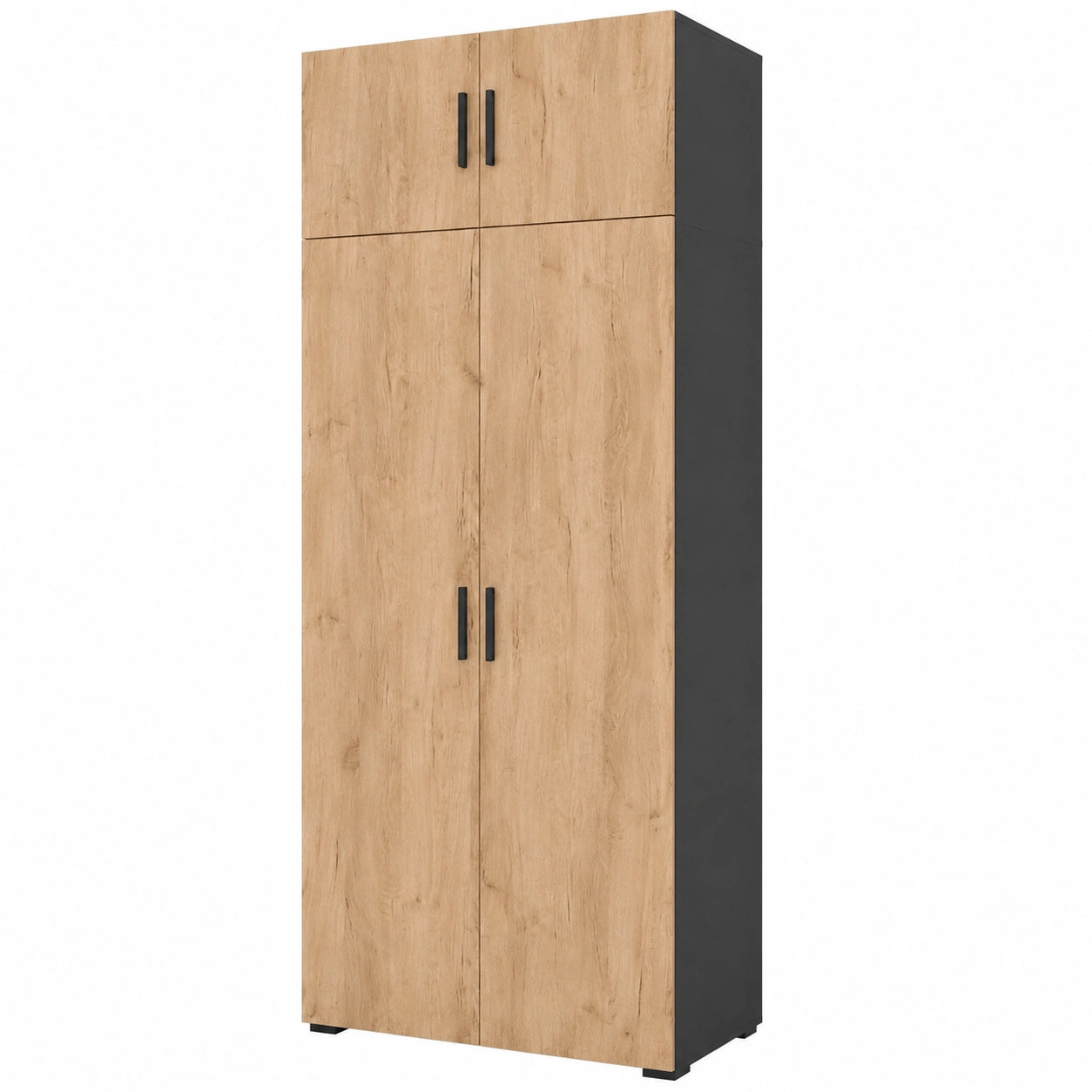 Armoire de Bureau en Bois et Anthracite 80x223.8cm avec Rangement Dossiers