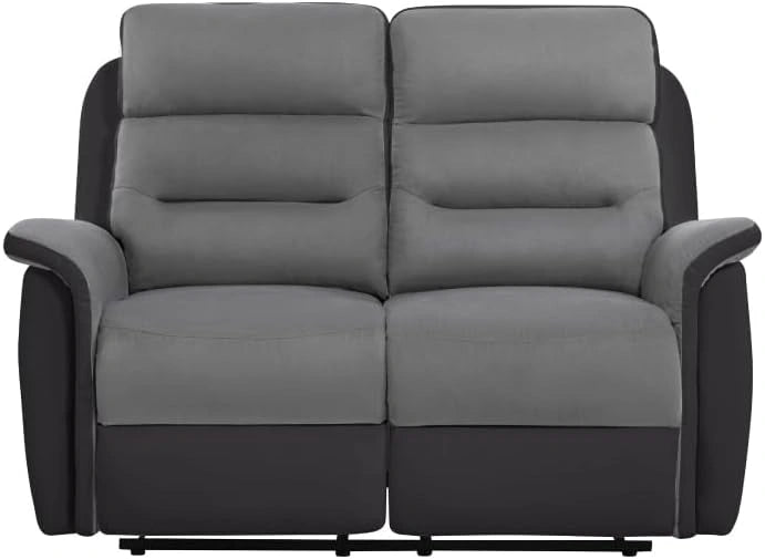 Canap¨¦ Relaxation Manuel en Simili et Microfibre Gris pour 2 Personnes