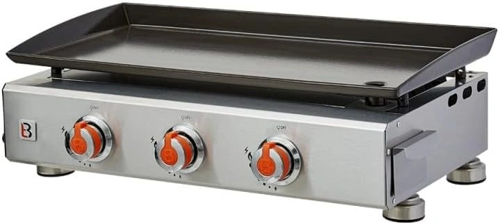 Plancha ¨¤ Gaz Inox 3 Feux pour 10 Personnes - Surface 67x34 cm - Puissance 7,5 kW
