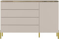 Commode VUKIA avec 4 Tiroirs et 1 Porte - Beige et Dor¨¦