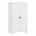 Armoire 2 Portes avec Penderie en Bois Massif Blanc Verni