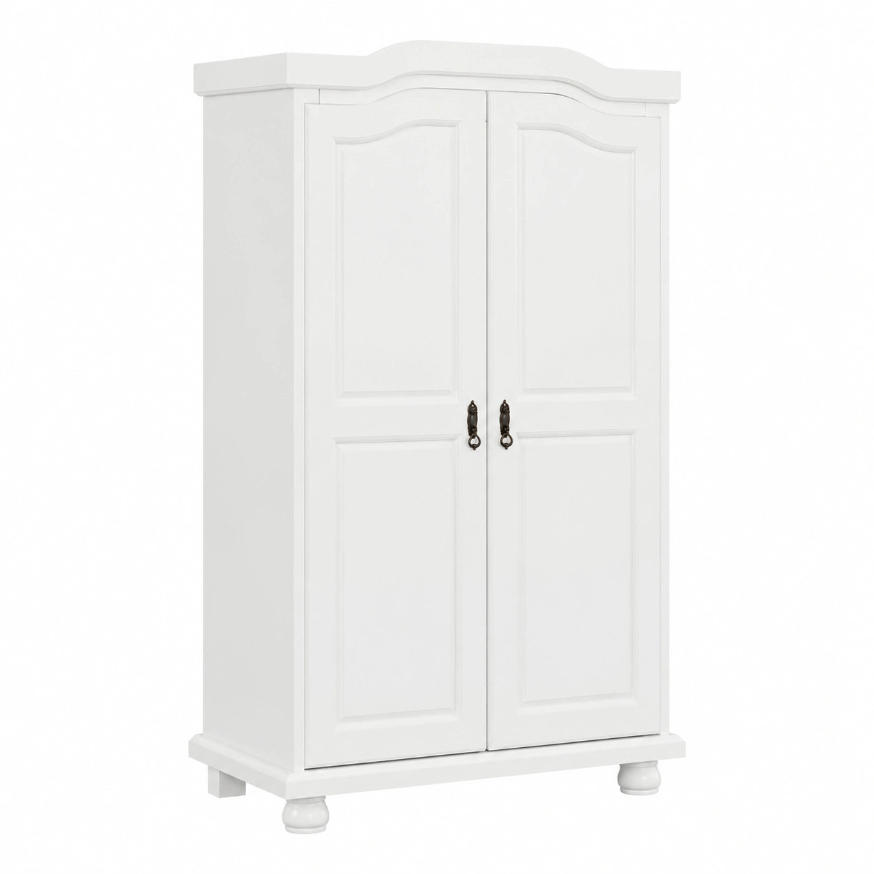 Armoire 2 Portes avec Penderie en Bois Massif Blanc Verni