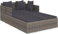 Chaise Longue en R¨¦sine Tress¨¦e avec Coussins Gris pour Jardin 182x118x63 cm