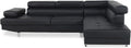 Canap¨¦ d'angle droit r¨¦glable en cuir noir Charly - Intense D¨¦co