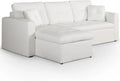 Canap¨¦ d'Angle Convertible 5 Places en Simili Cuir Blanc avec Coffre - Angle R¨¦versible - Style Moderne