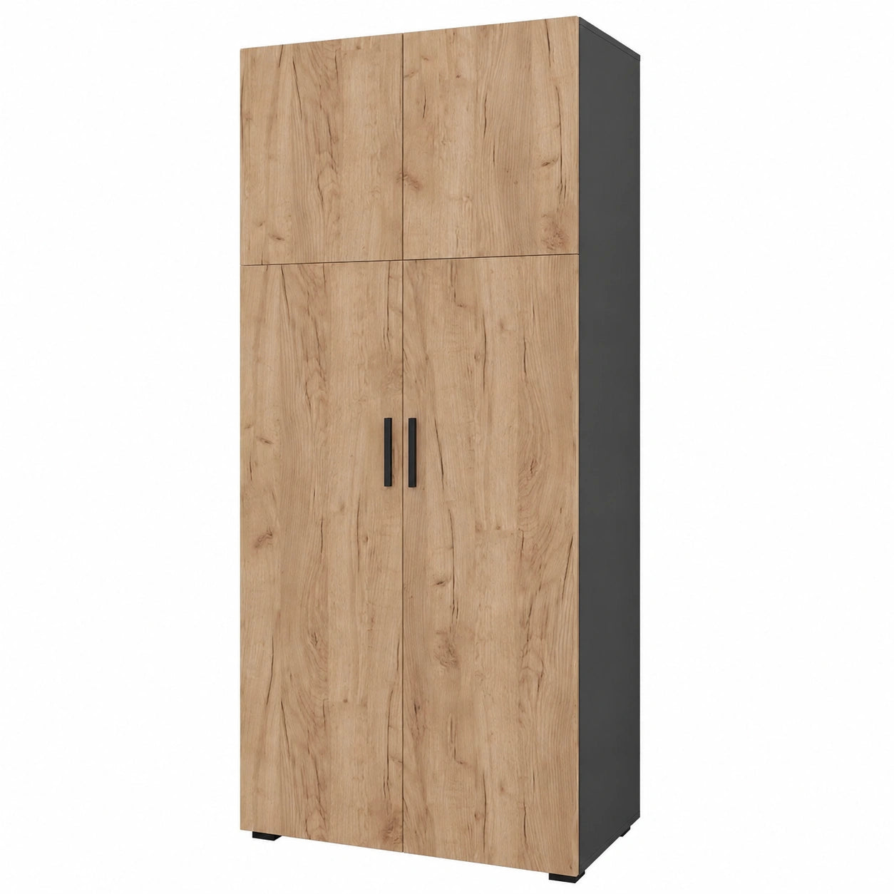 Étagère à dossiers moderne en anthracite et chêne doré, 80x183.8 cm, pour rangement efficace