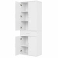 Armoire de Bureau avec Étagères Réglables et Tiroir, Bois Blanc