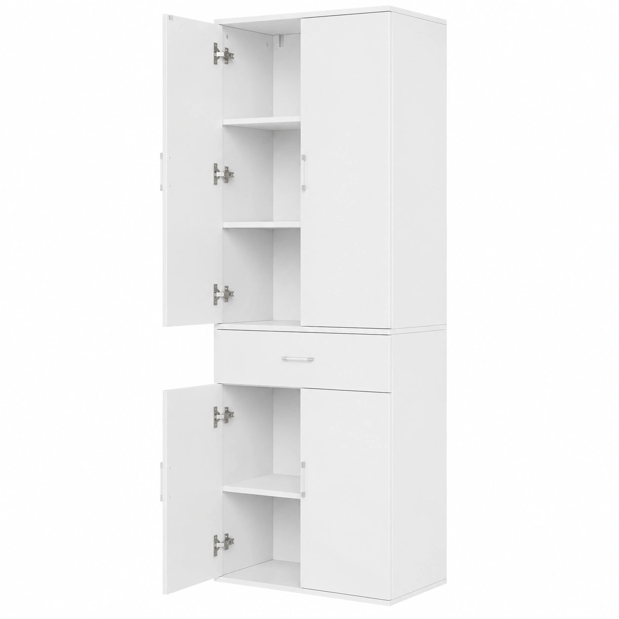Armoire de Bureau avec Étagères Réglables et Tiroir, Bois Blanc
