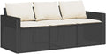 Canap¨¦ d'Ext¨¦rieur 3 Places en R¨¦sine Tress¨¦e Noire avec Coussins