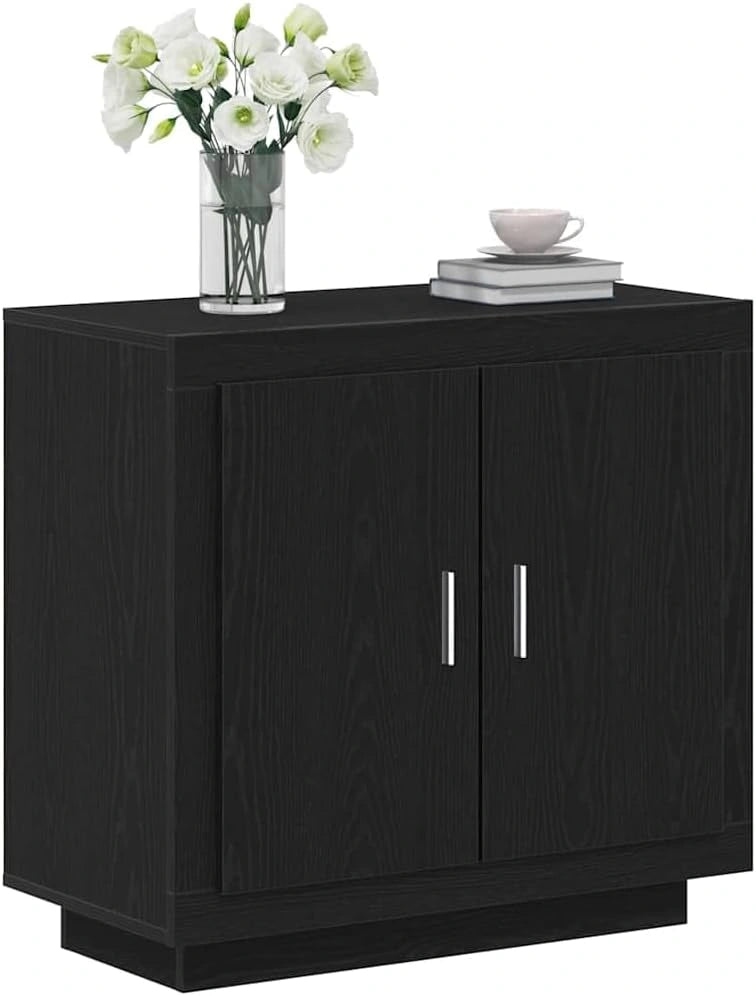 Buffet Moderne en Bois d'Ing¨¦nierie Noir avec Rangement, 80 x 40 x 75 cm