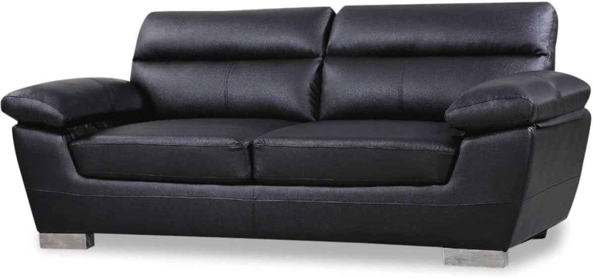Canap¨¦ Droite Moderne en Cuir et PVC Noir Dallas - 2 Places - 210 cm