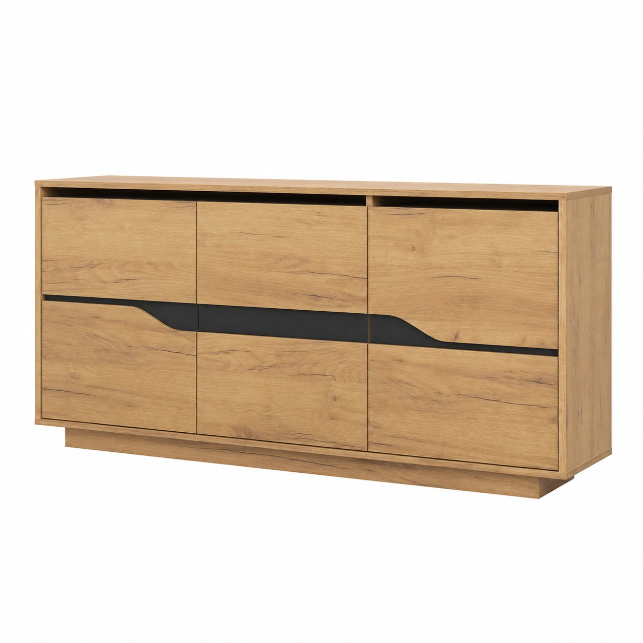 Buffet moderne 3 portes avec séparateurs réglables en bois et noir