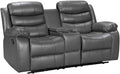 Canap¨¦ Relax 2 Places en Cuir Gris avec Porte-Gobelet, Confort Rembourr¨¦, Id¨¦al pour Salon et Cin¨¦ma ¨¤ Domicile, Dimensions 185x90x90 cm