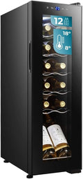 Cave ¨¤ vin Cecotec Bolero GrandSommelier 1250 avec compresseur, 12 bouteilles, 8-18¡ãC, ¨¦tag¨¨res en bois, ¨¦cran tactile