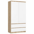 Armoire 2 portes avec tiroirs et étagères pour chambre, 90x180x51 cm