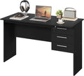 Table de Bureau Moderne avec Rangement, 120x60x75 cm, Bois Compos¨¦, Noir