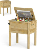 Glaci¨¨re ¨¤ Roulettes 51L en Bois de Pin pour Ext¨¦rieur - Jardin, Terrasse, Piscine