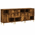 Lot de 3 buffets en chêne fumé avec grand espace de rangement