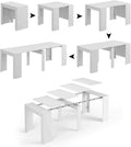 Dmora - Table ¨¤ manger extensible Compton, jusqu'¨¤ 10 personnes, 51-237x90x78 cm, finition Blanc Brillant