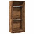 Armoire en bois vieilli avec étagères 80 x 50 x 200 cm