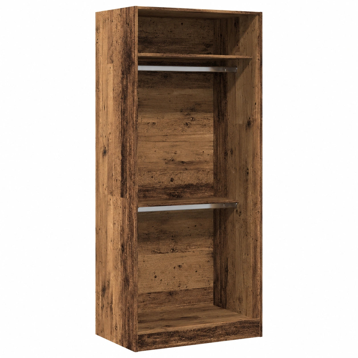 Armoire en bois vieilli avec étagères 80 x 50 x 200 cm