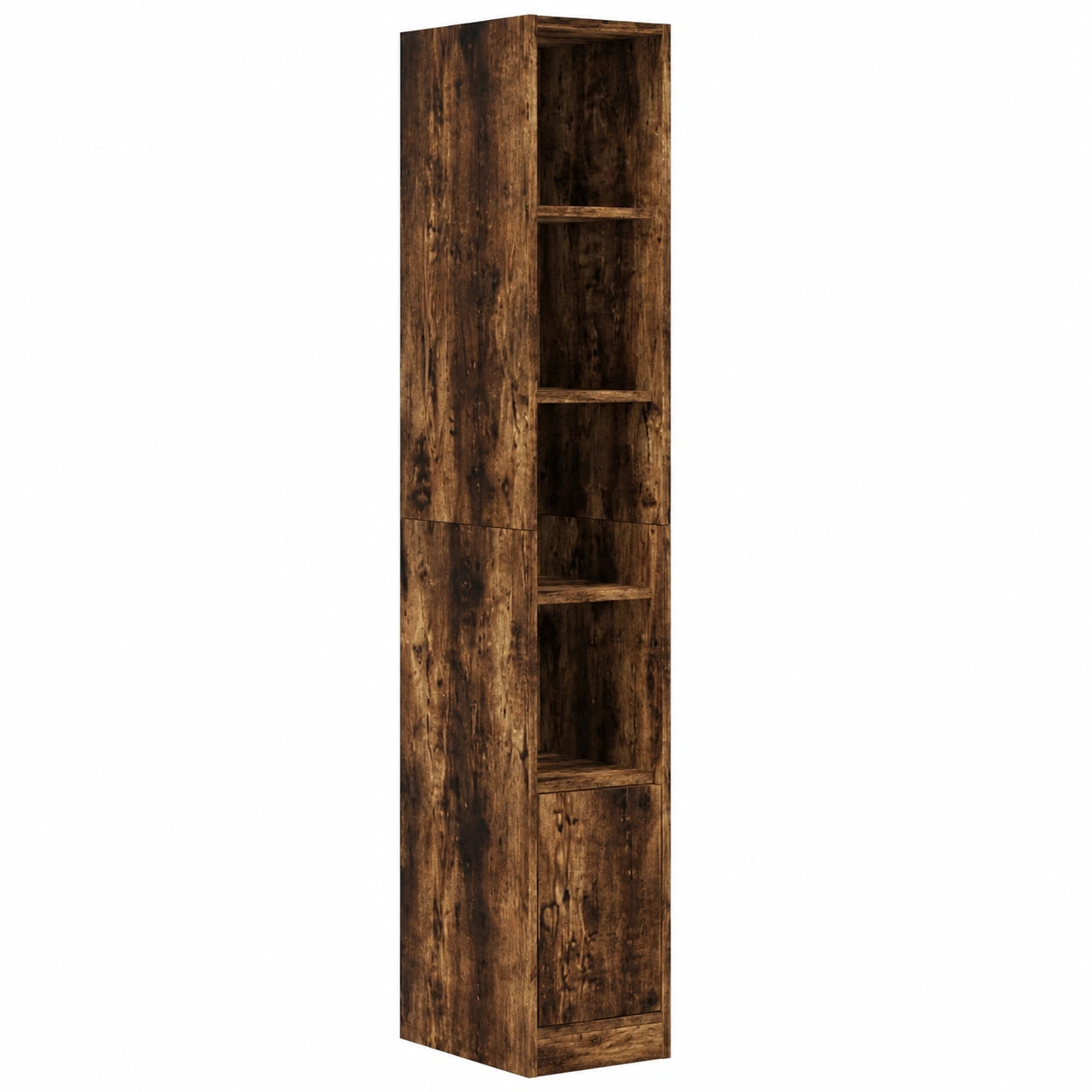 Armoire en bois ingénierie couleur chêne fumé avec étagères multifonctions 30 x 50 x 200 cm