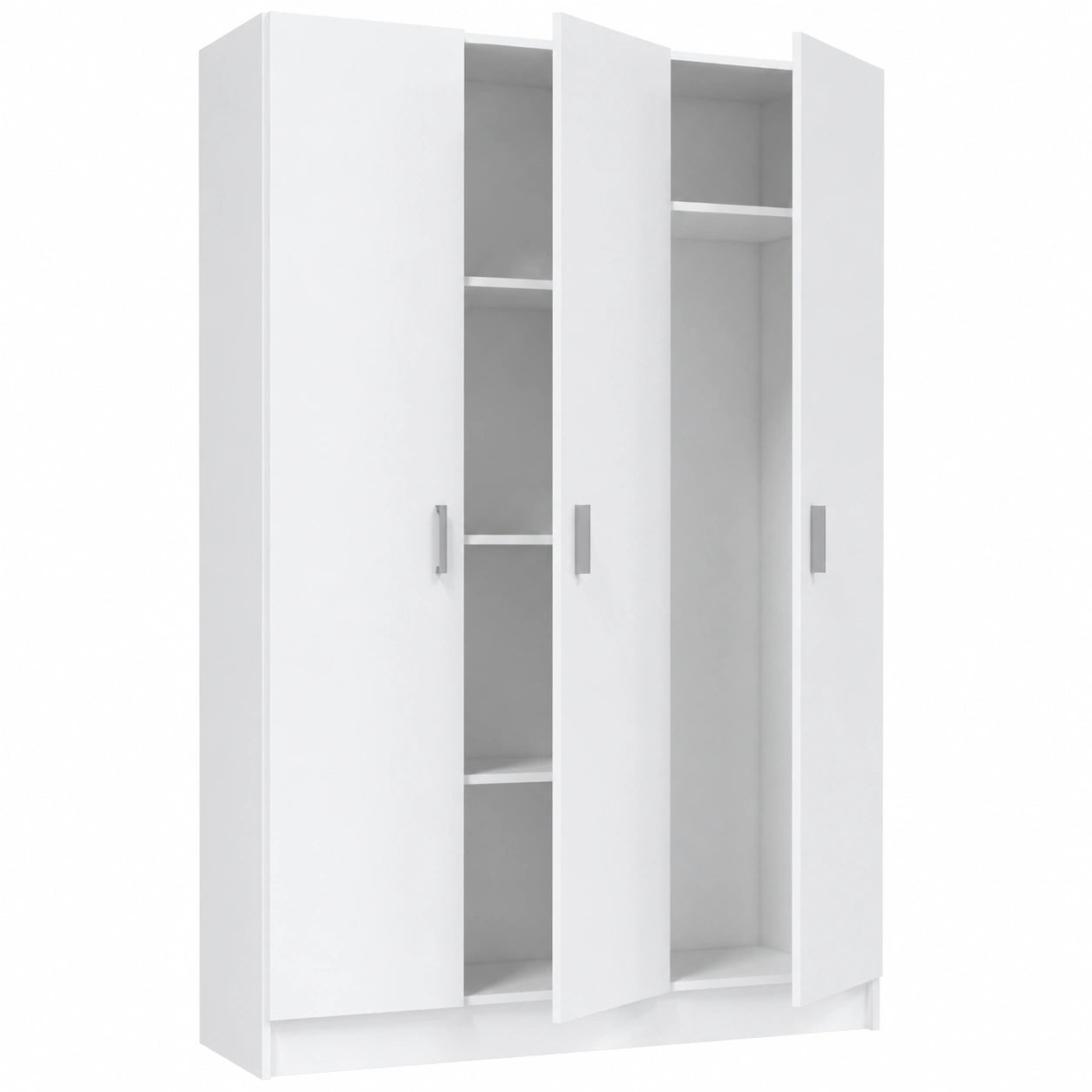 Armoire 3 portes avec étagères en blanc mat