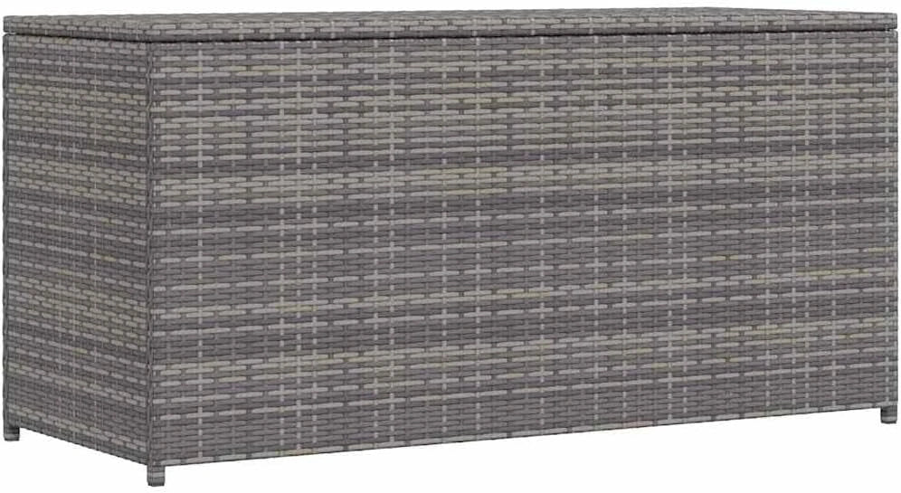 Coffre de Jardin en R¨¦sine Tress¨¦e Gris 120x50x60 cm - Banc de Rangement Ext¨¦rieur