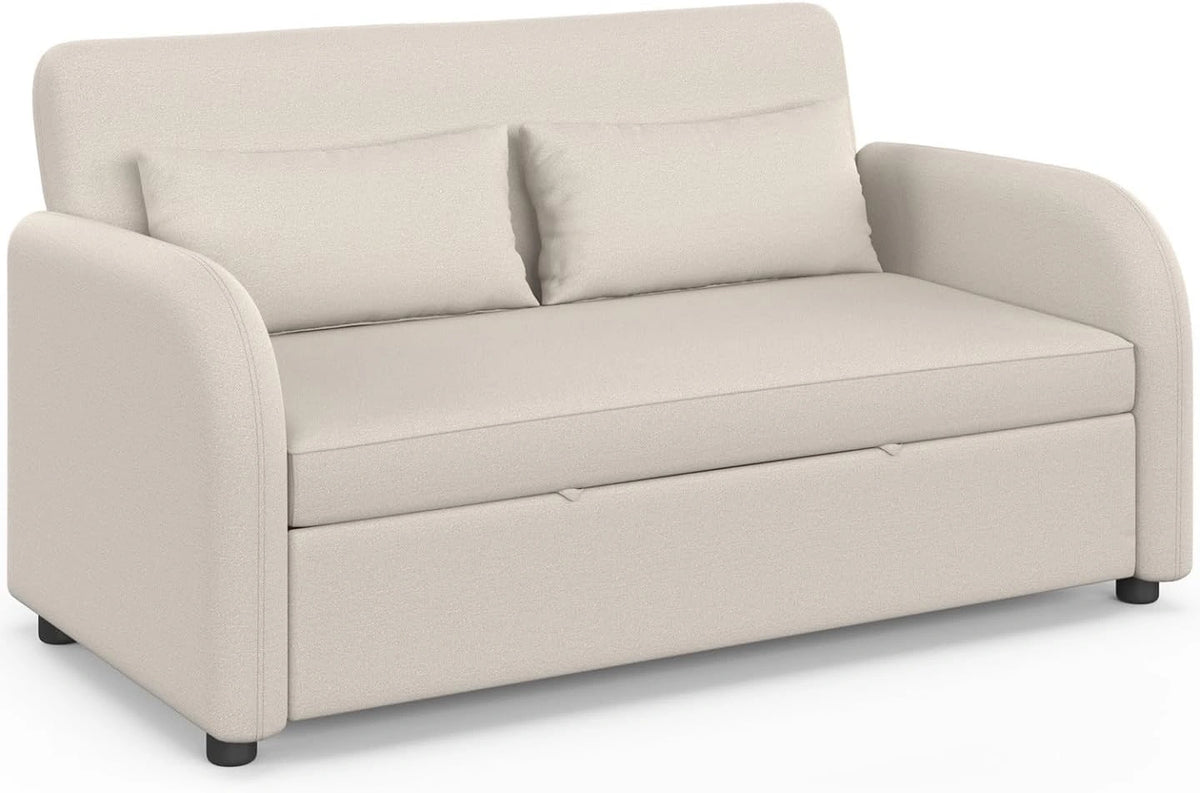 Canap¨¦ Convertible 2 Places en Tissu Beige - Mod¨¨le Noah