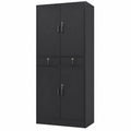 Armoire multifonction avec étagères réglables et tiroirs, noir, 75 x 39 x 200 cm