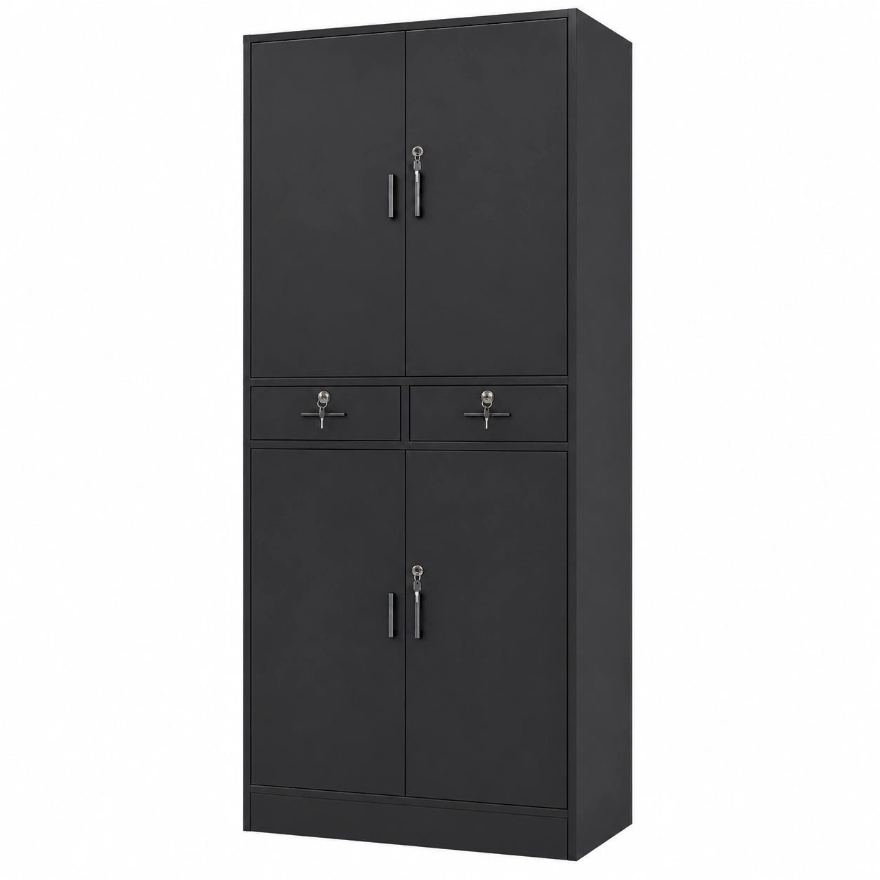 Armoire multifonction avec étagères réglables et tiroirs, noir, 75 x 39 x 200 cm
