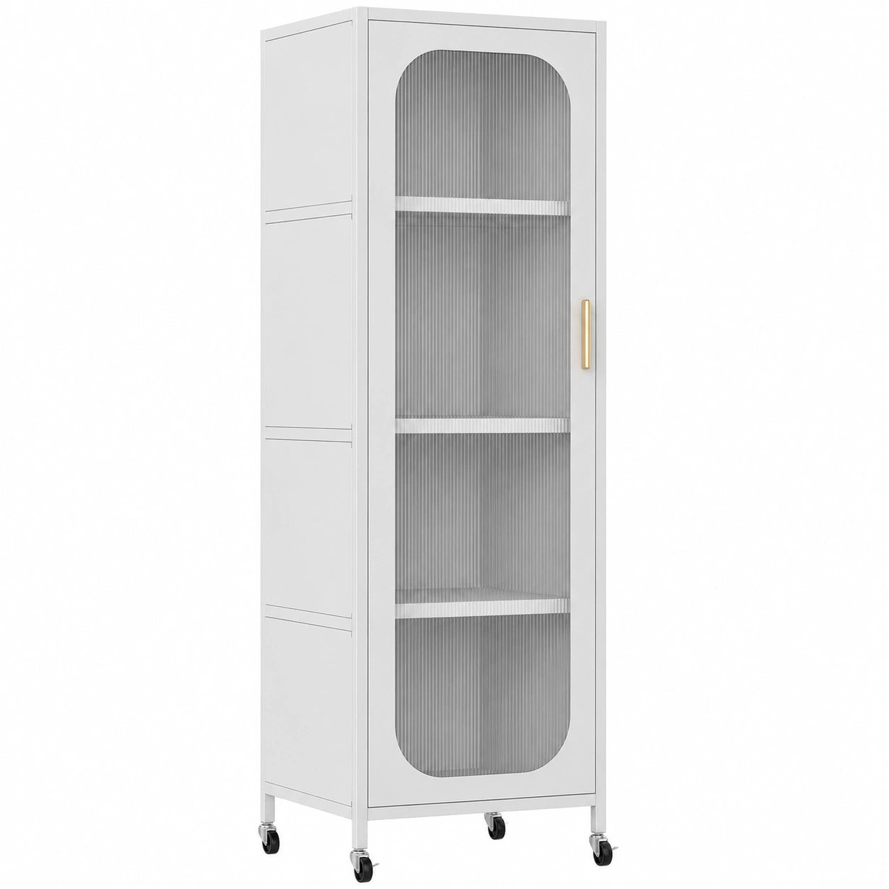 Armoire multifonction métallique avec étagères ajustables et porte semi-transparente