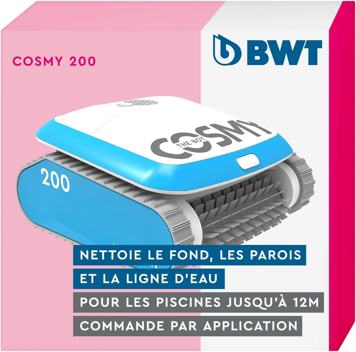 Robot de Piscine BWT Cosmy 200 | L¨¦ger et Compact | Pour piscines jusqu'¨¤ 10 m | Nettoyage du Fond | Contr?le via Application