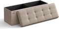 Pouf Coffre SONGMICS Repliable 300 kg, Marron Camel, Pour Salon et Chambre