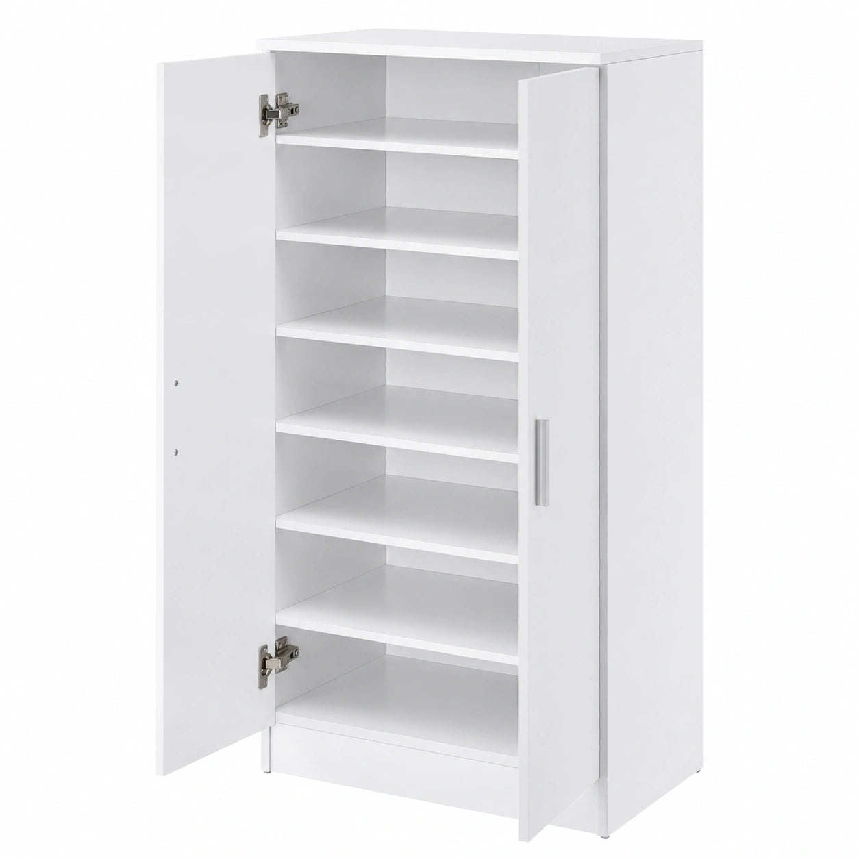 Meuble de Rangement Chaussures 2 Portes 7 Étagères pour 14 Paires, Entrée ou Couloir, Blanc
