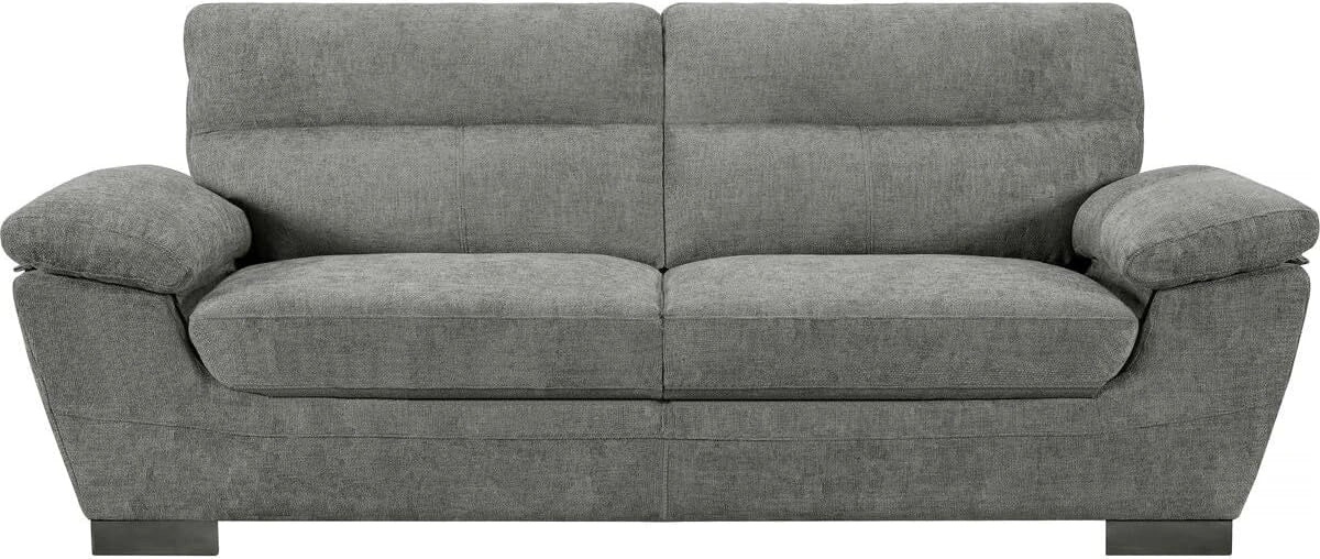 Canap¨¦ 3 Places en Tissu Gris Dallas - 210x88x90 cm
