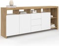 Buffet Malo Bois 180 cm avec 3 Portes et 3 Tiroirs Blancs