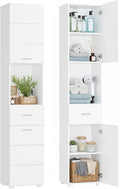 Armoire Haute de Salle de Bain FOREHILL avec Portes et Tiroir - Blanc 37x30x180cm
