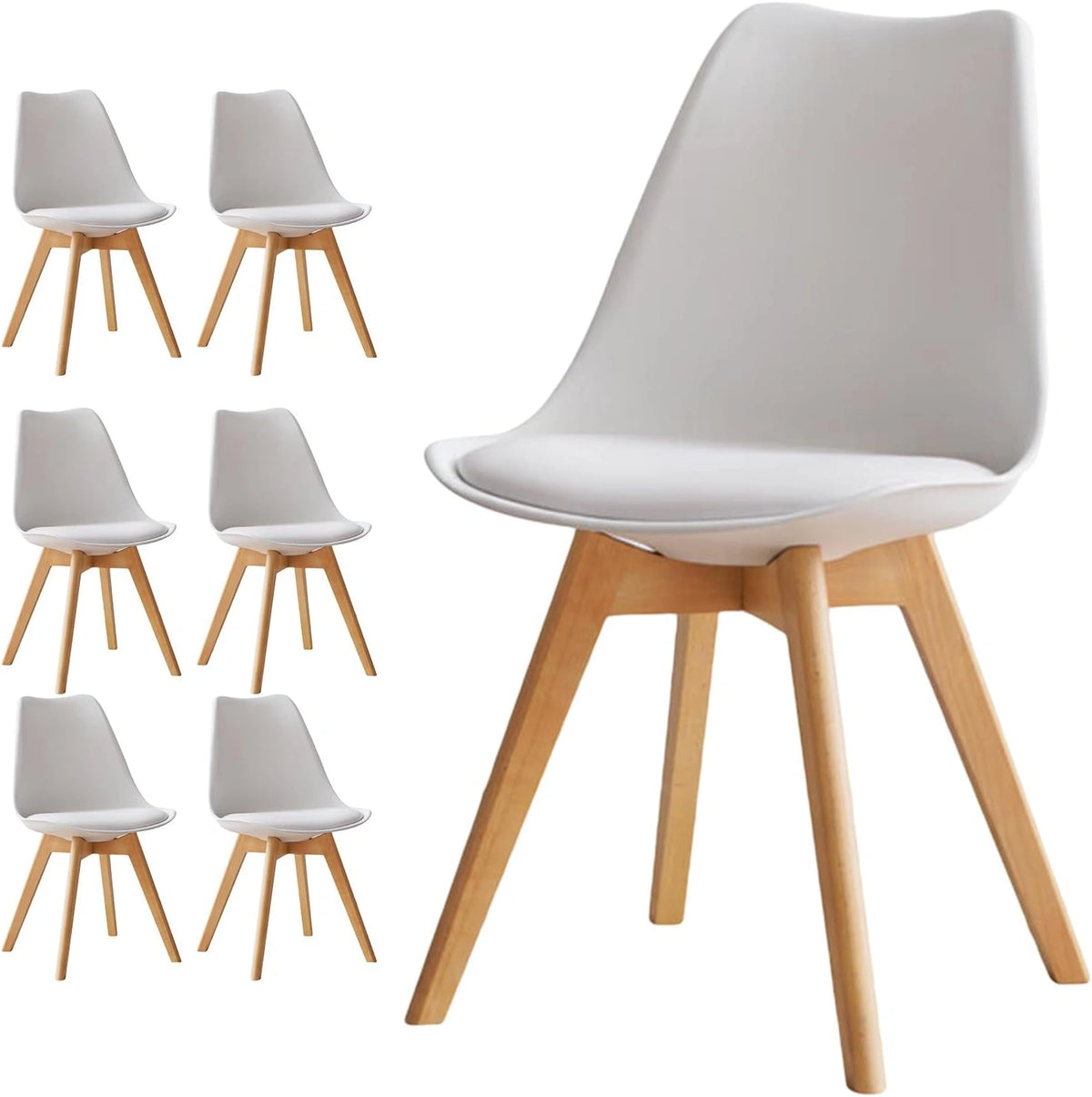 Lot de 6 Chaises Scandinaves Blanches pour Salle ¨¤ Manger, Salon et Cuisine
