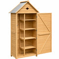 Abri de Jardin en Bois avec Étagères, Porte et Toit Double Pente