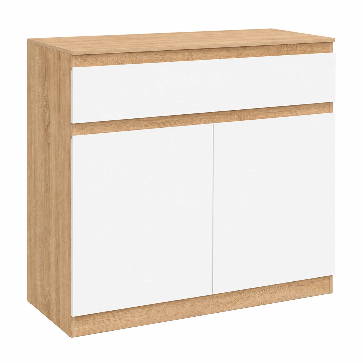 Armoire à Chaussures 2 Portes 1 Tiroir Bois Blanc 12 Paires