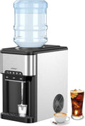 COSTWAY Distributeur d'Eau avec Machine ¨¤ Gla?ons, 3 en 1, Acier Inoxydable, Production 19 kg/24h, R¨¦servoir 1,5 L, Gla?ons Pr¨ºts en 6-13 Min, Facile ¨¤ Entretenir, Noir
