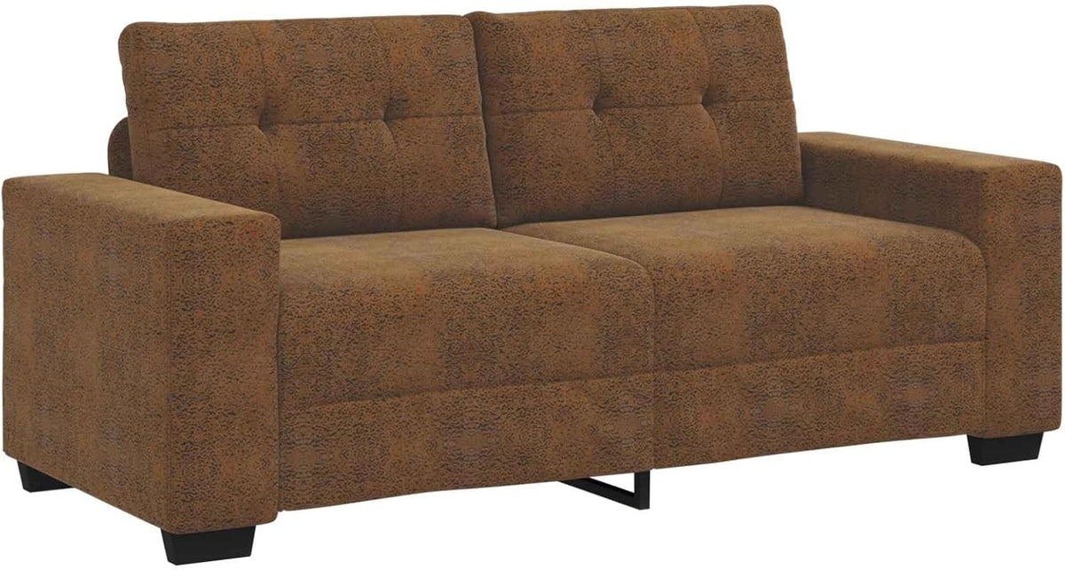 Sofa 2 Places Marron en Cuir Synth¨¦tique avec Coussins Confortables et Accoudoirs Solides pour Salon