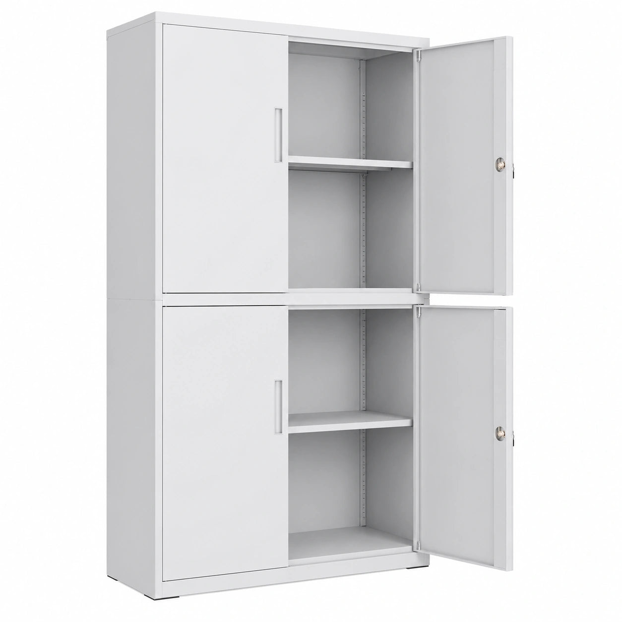 Armoire de rangement avec étagères réglables et serrures, gris mat