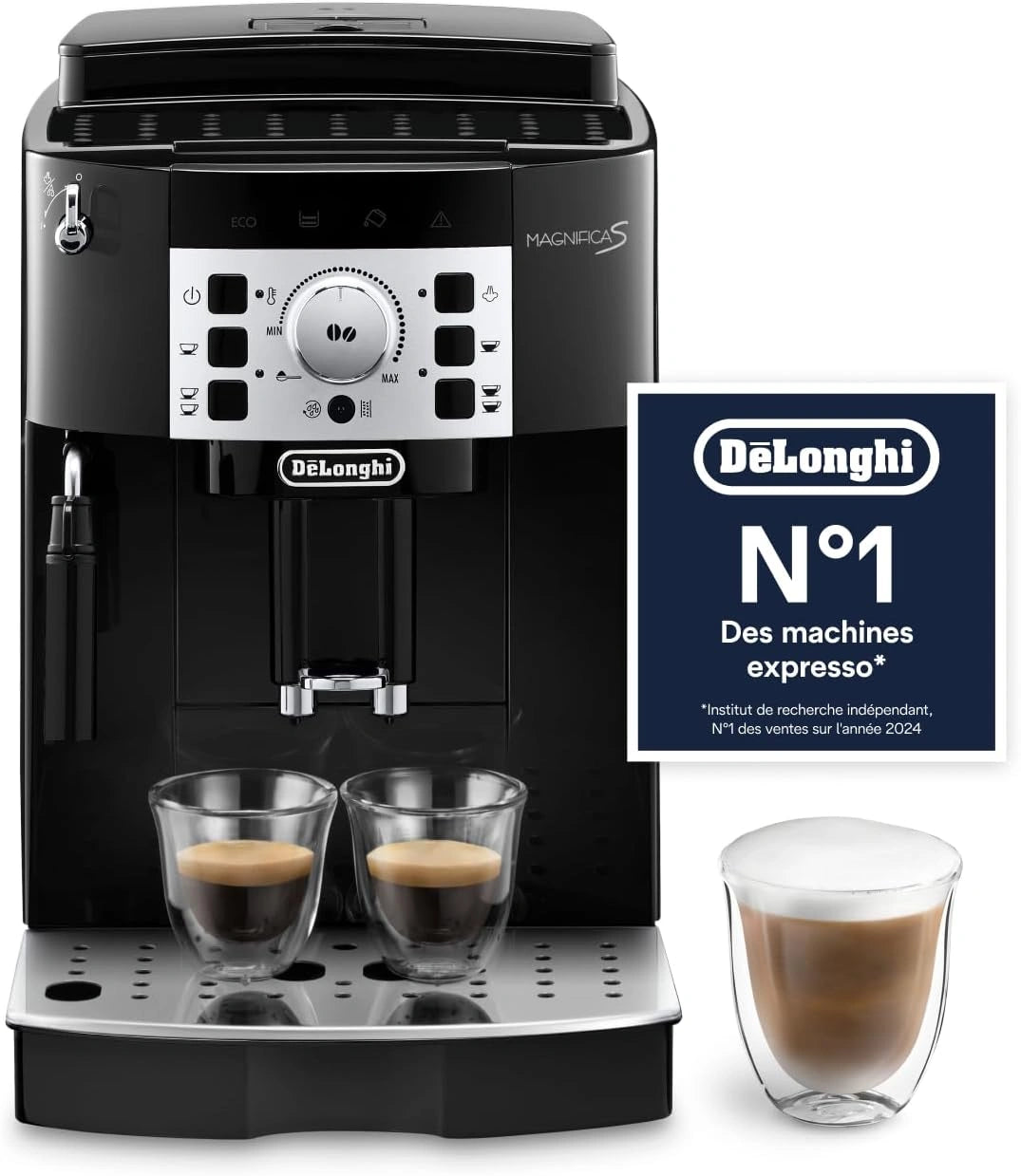De¡¯Longhi Magnifica S - Machine ¨¤ Espresso Automatique avec Mousseur ¨¤ Lait, Id¨¦ale pour Cappuccino, Panneau Tactile, Noir (ECAM22.110.B)