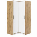 Armoire d'angle 2 portes - Blanc et bois clair - 106 cm